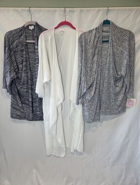 NWT Lularoe Summer Cardigan Kimono Lot Womans Size L Bundle BLUE & WHITE